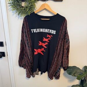 Upcycled Talking Heads Graphic Tee with Kimono Sleeves